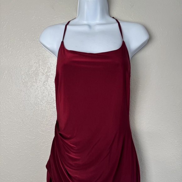 Windsor burgundy get the scoop sleeveless maxi bodycon dress L - Picture 4 of 12